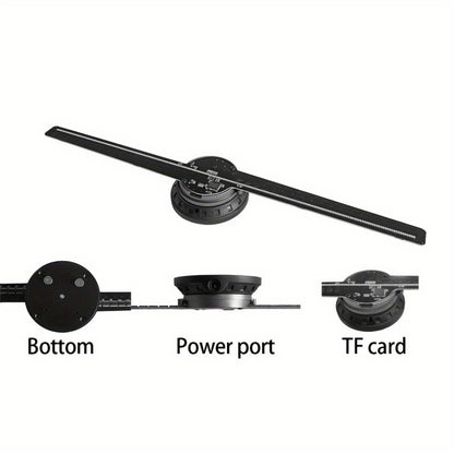 Portable 16.1-inch 3D Holographic Projector Fan - 224 LED Holographic Display with 700 Video Library, - Plug & Play for Parties, Retail Advertising, Events - Compact Holographic Advertising Device with Leaf Blade Mount (No Sc