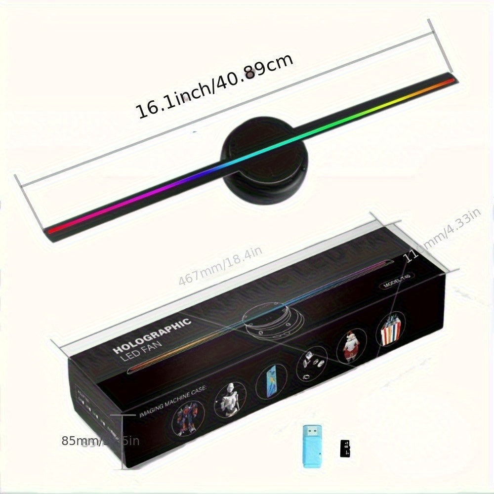 Portable 16.1-inch 3D Holographic Projector Fan - 224 LED Holographic Display with 700 Video Library, - Plug & Play for Parties, Retail Advertising, Events - Compact Holographic Advertising Device with Leaf Blade Mount (No Sc