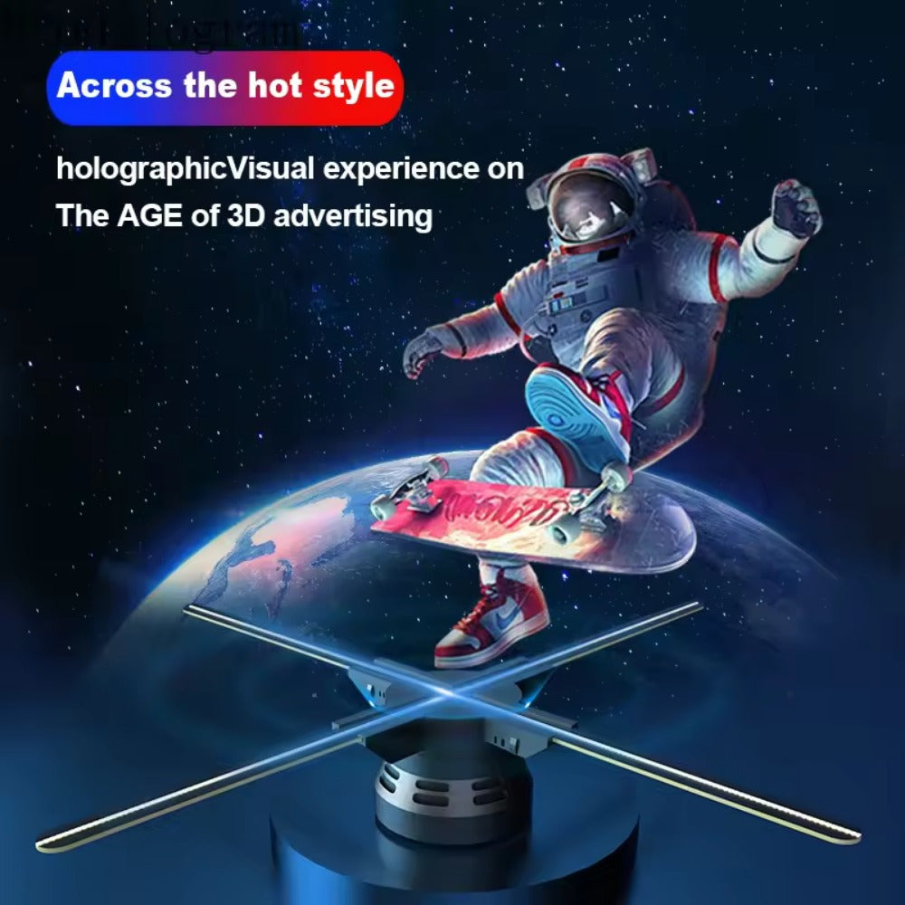 Portable 16.1-inch 3D Holographic Projector Fan - 224 LED Holographic Display with 700 Video Library, - Plug & Play for Parties, Retail Advertising, Events - Compact Holographic Advertising Device with Leaf Blade Mount (No Sc