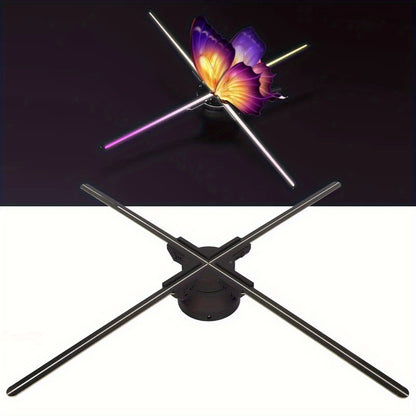 Portable 16.1-inch 3D Holographic Projector Fan - 224 LED Holographic Display with 700 Video Library, - Plug & Play for Parties, Retail Advertising, Events - Compact Holographic Advertising Device with Leaf Blade Mount (No Sc