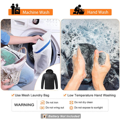 Heated Jacket, Men's and Women's Winter Warm Jacket, Smart USB Electric Heated Jacket with 9 Carbon Fiber Heating Pads