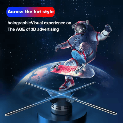 Portable 16.1-inch 3D Holographic Projector Fan - 224 LED Holographic Display with 700 Video Library, - Plug & Play for Parties, Retail Advertising, Events - Compact Holographic Advertising Device with Leaf Blade Mount (No Sc