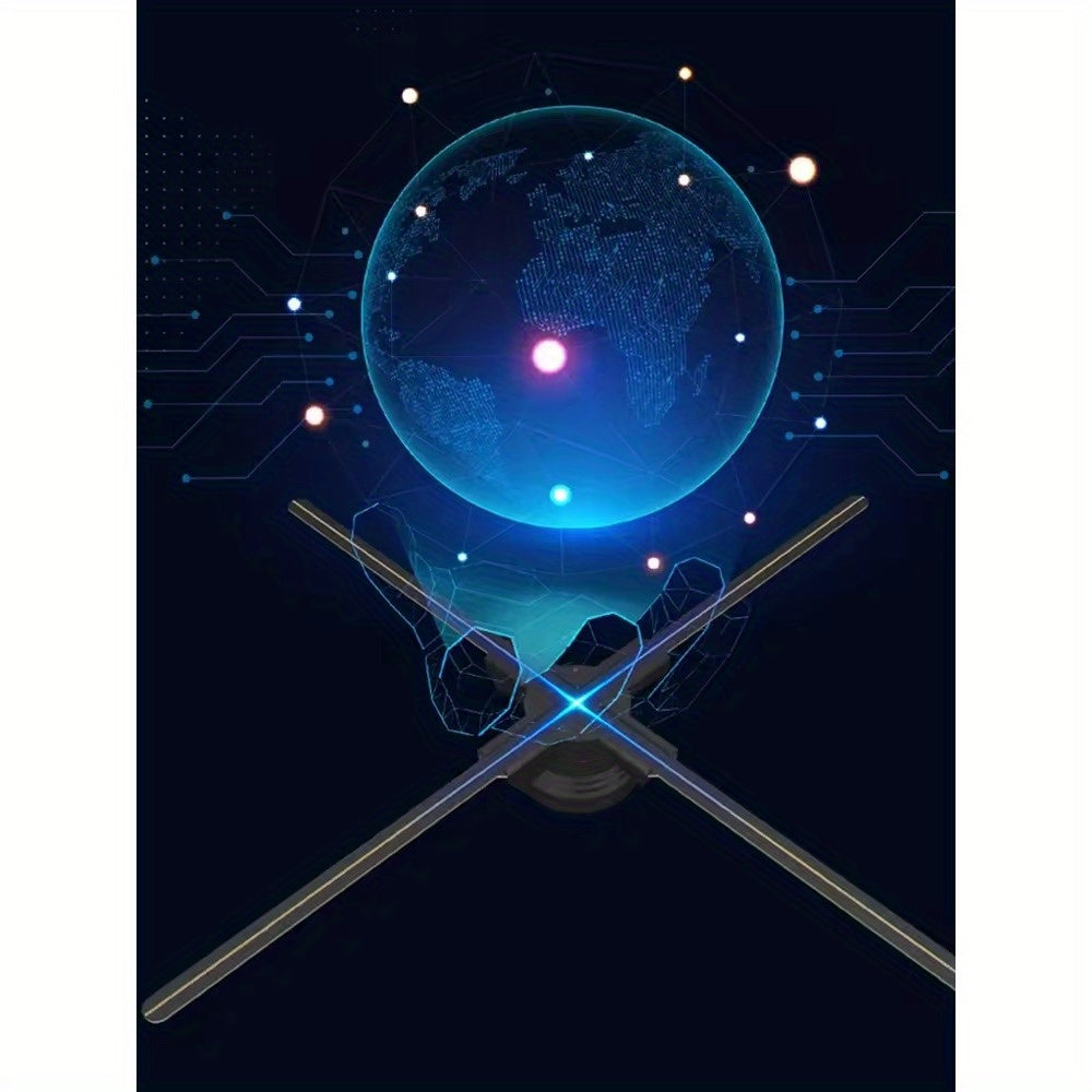 Portable 16.1-inch 3D Holographic Projector Fan - 224 LED Holographic Display with 700 Video Library, - Plug & Play for Parties, Retail Advertising, Events - Compact Holographic Advertising Device with Leaf Blade Mount (No Sc