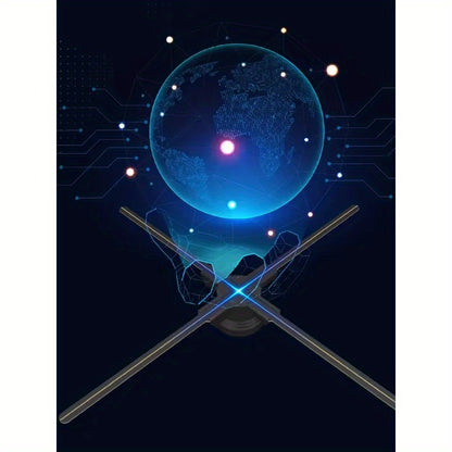 Portable 16.1-inch 3D Holographic Projector Fan - 224 LED Holographic Display with 700 Video Library, - Plug & Play for Parties, Retail Advertising, Events - Compact Holographic Advertising Device with Leaf Blade Mount (No Sc