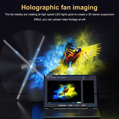 Portable 16.1-inch 3D Holographic Projector Fan - 224 LED Holographic Display with 700 Video Library, - Plug & Play for Parties, Retail Advertising, Events - Compact Holographic Advertising Device with Leaf Blade Mount (No Sc